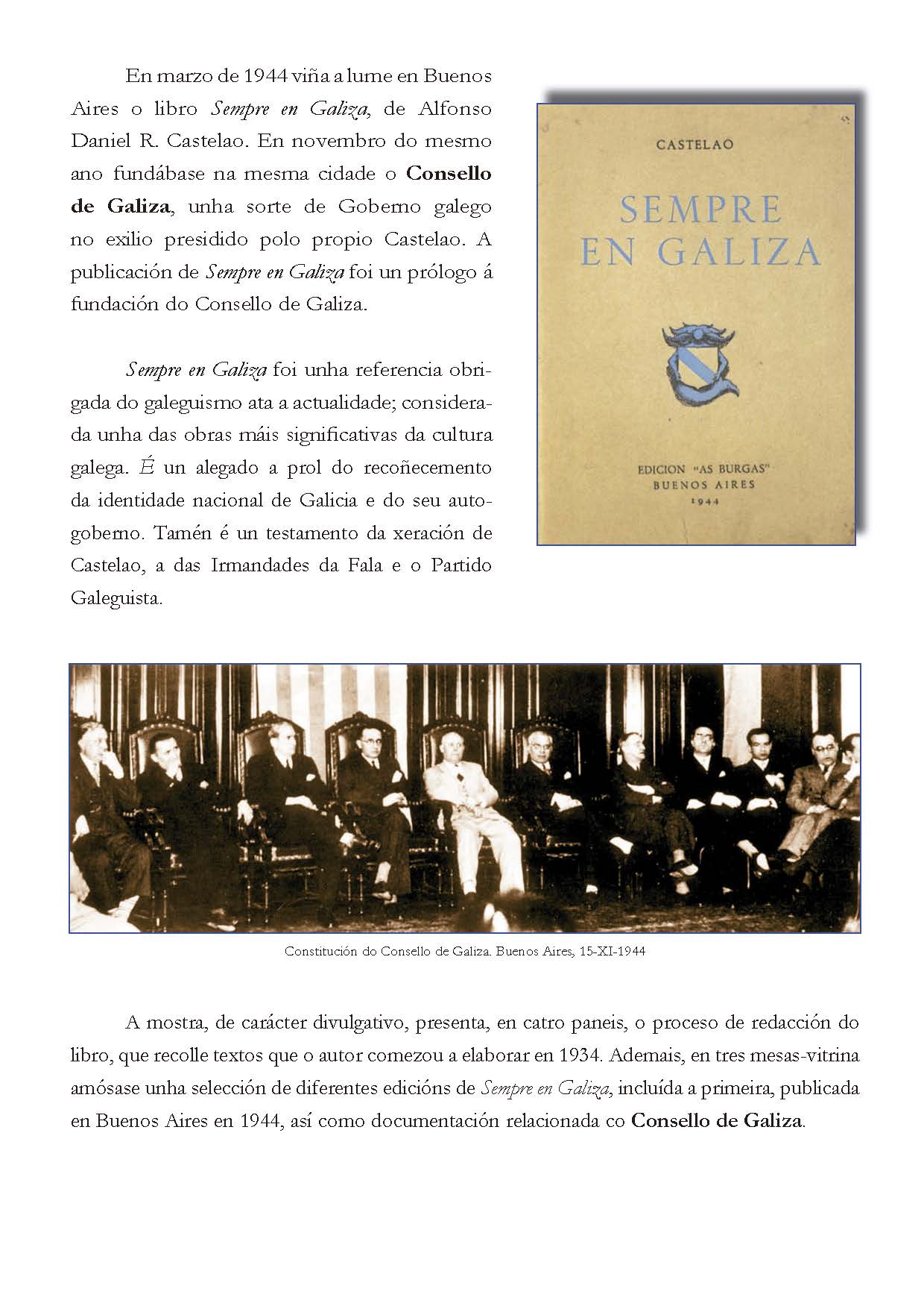 Castelao: de ‘Sempre en Galiza’ ao Consello de Galiza (1944-2024)