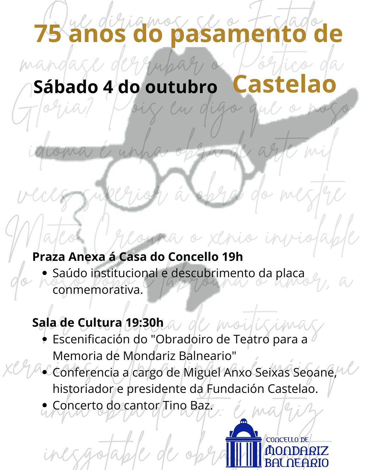 Homenaxe a Castelao e conferencia a cargo de Miguel Anxo Seixas Seoane no Concello de Mondariz Balneario